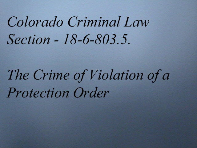 Colorado Violation of a Protection Order Law 18-6-803.5 (2) (a ...